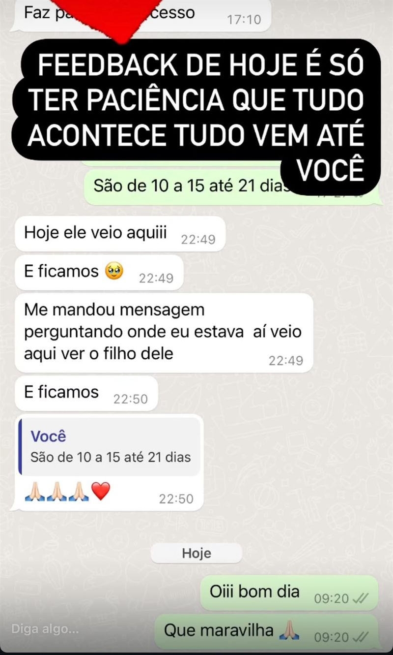 Cliente relata reaproximação