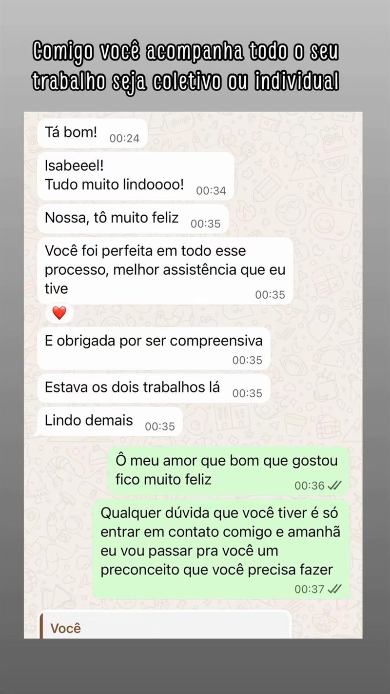 Cliente agradece o acompanhamento